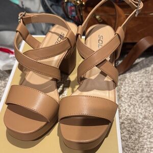 Soda Women's Brown Platform Sandals